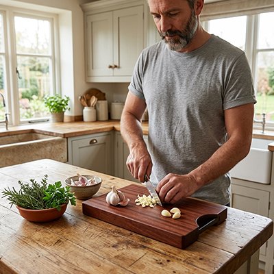 Planche à découper bois massif pour découper ail