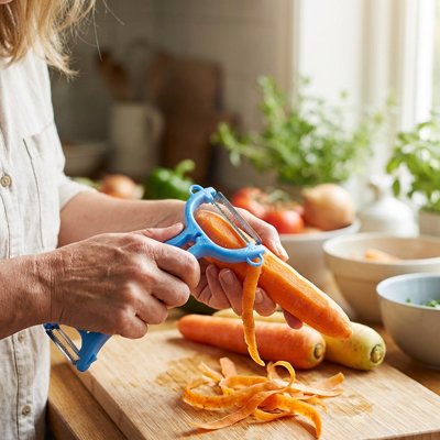 Eplucheur legumes pèle une carotte