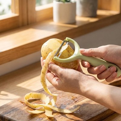 Éplucheur pèle une pomme de terre