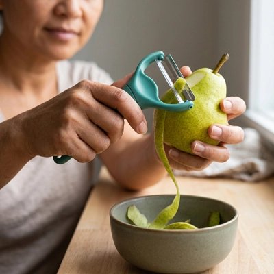 Éplucheuse légumes pèle une poire