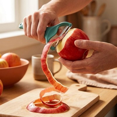 Éplucheuse légumes pèle une pomme