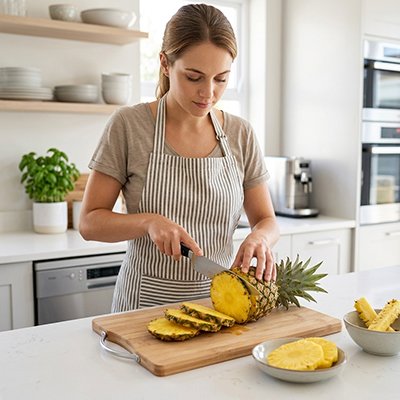 Planche à découper bois pour découper ananas