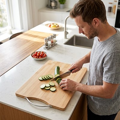 Planche à découper bois pour trancher concombre