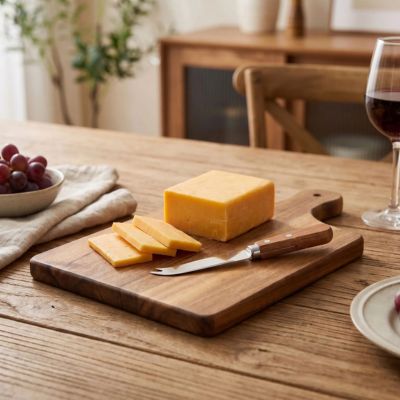 Planche a decouper bois rectangulaire pour trancher et servir fromage