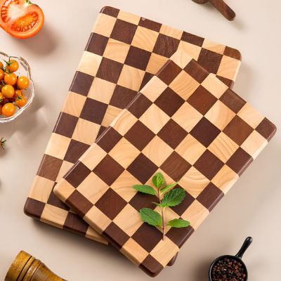 Planche à découper en bois damier design