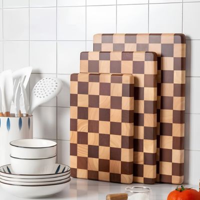 Planche à découper en bois damier en trois tailles