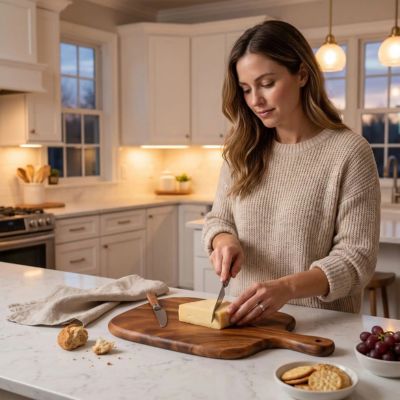Planche a decouper en bois pour couper fromage