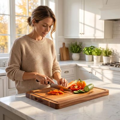 Planche cuisine bois pour trancher les légumes