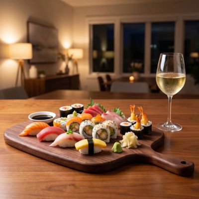 Planche en bois à découper pour les sushis