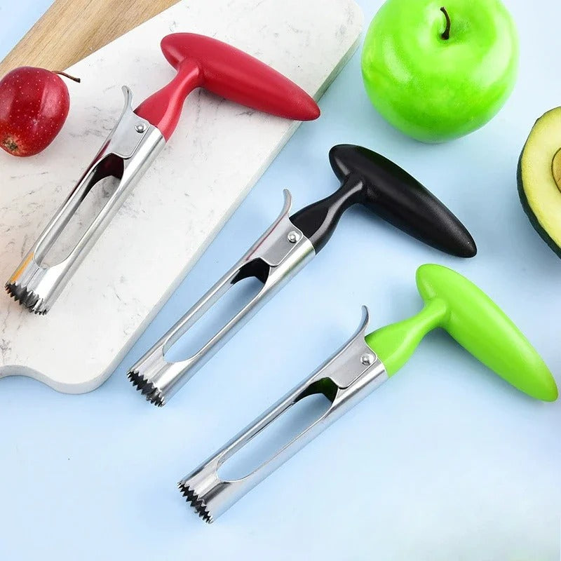 Vide pomme rouge présenté avec un noir et un vert